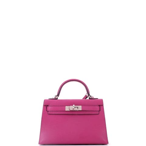 Kelly Mini II Bag Pink Chevre Mysore with Palladium Hardware 20