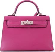 Pre-Owned Hermes Kelly Mini II Bag Pink Chevre Mysore with Palladium Hardware 20