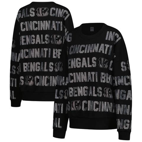 Women
s Gameday Couture Black Cincinnati Bengals Oversized Hype Era Rhinestone Text Sweatshirt