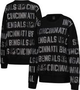 GAMEDAY COUTURE Women's Gameday Couture Black Cincinnati Bengals Oversized Hype Era Rhinestone Text Sweatshirt