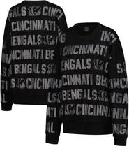 GAMEDAY COUTURE Women's Gameday Couture Black Cincinnati Bengals Oversized Hype Era Rhinestone Text Sweatshirt