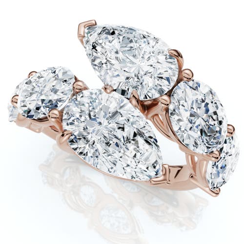Bliss Diamond 7.10ct Pear & Oval Shape Bypass Ring Gold Lab Grown In 10k Rose Gold