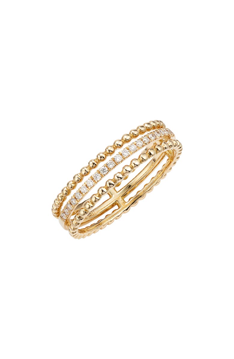 Bony Levy Diamond & 18K Gold Bead Stacking Ring, Main, color,