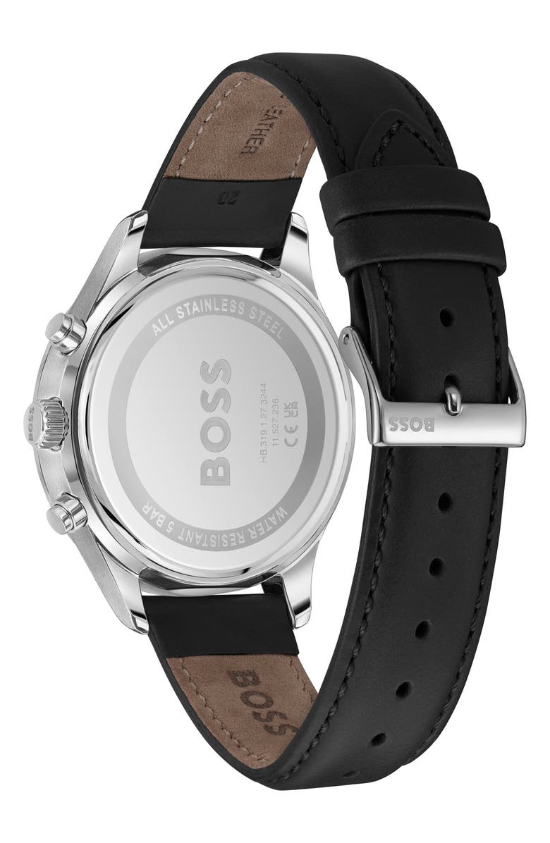 BOSS Avery Chronograph Leather Strap Watch, 42mm, Alternate, color, Blue