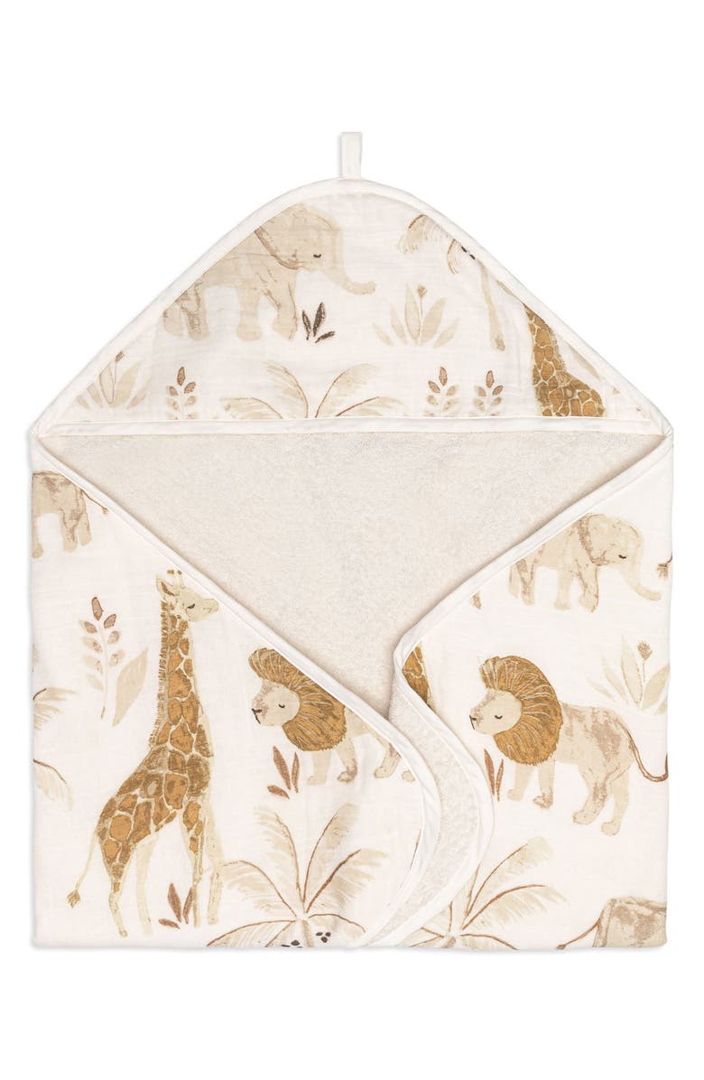 CRANE BABY Hooded Cotton Baby Towel, Alternate, color, Brown/ White