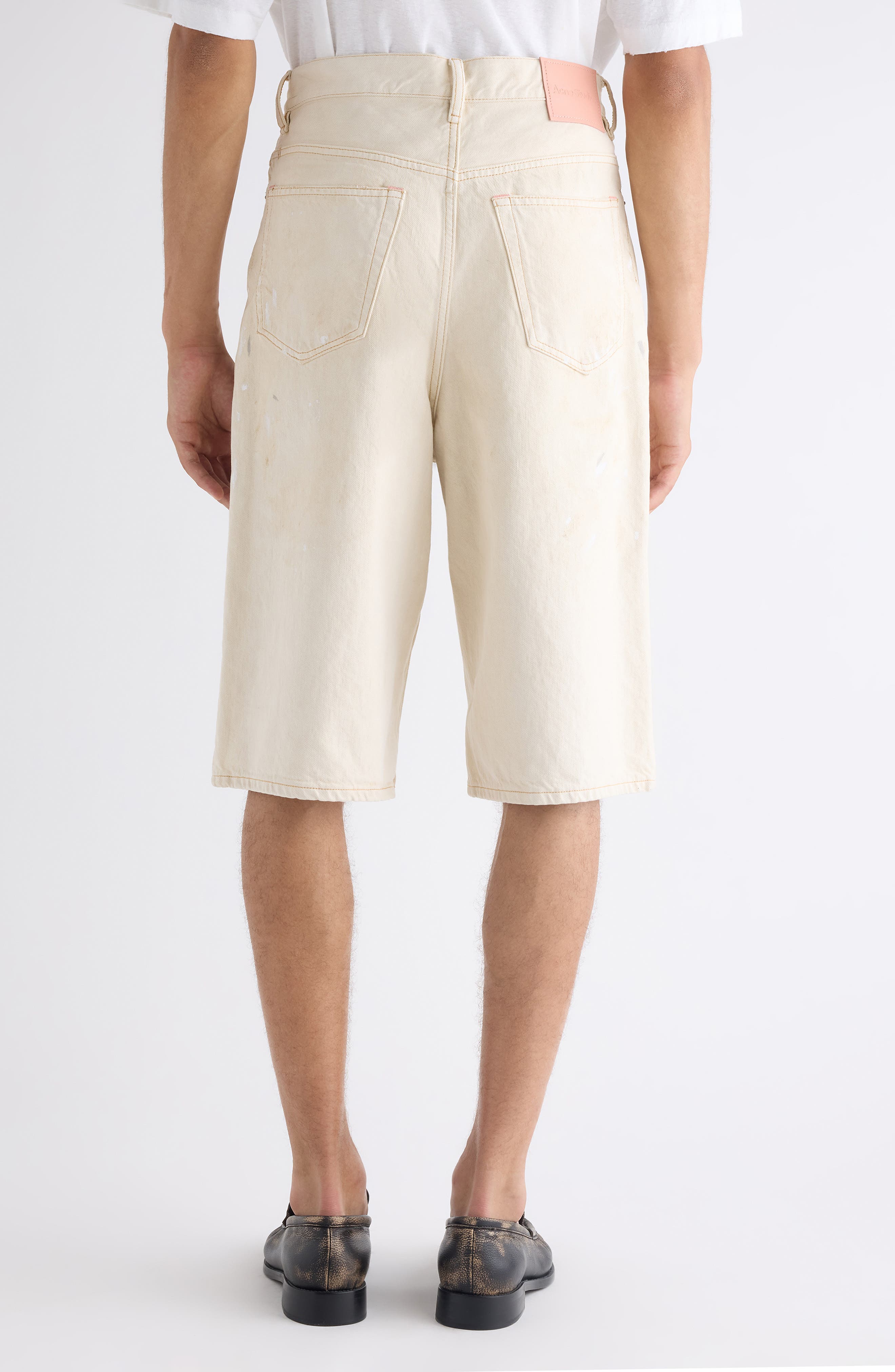 Acne Studios Judda Trafalgar Paint Splattered Denim Bermuda Shorts