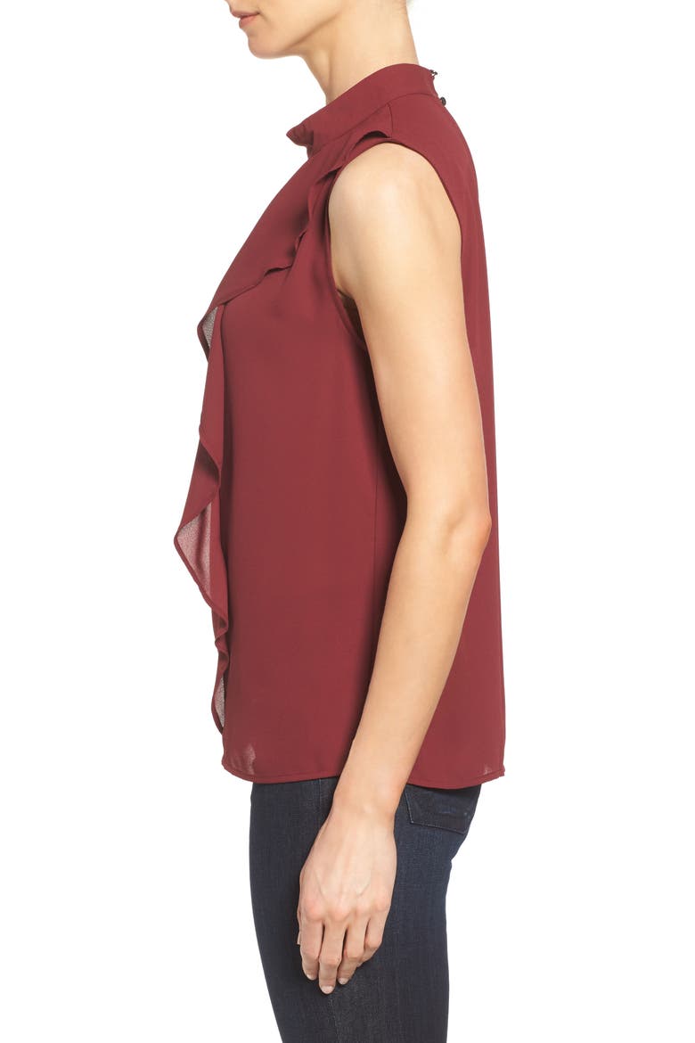 Sleeveless Ruffle Front Blouse, Alternate, color, NEW MERLOT