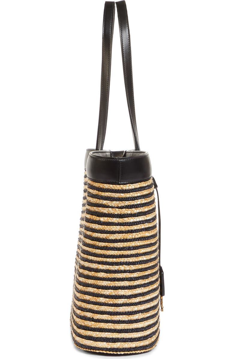 Saint Laurent Stripe Straw Shopper, Alternate, color,