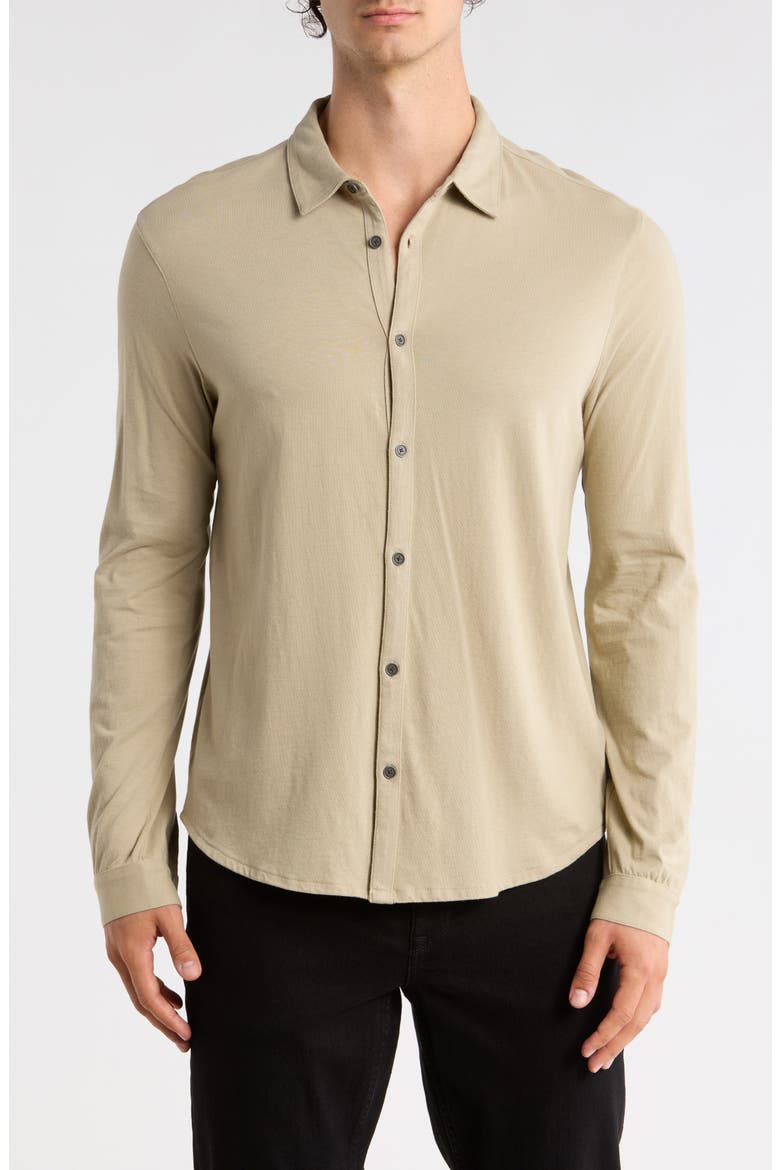 Clark Cotton Jersey Button-Up Shirt, Main, color, SPRUCE