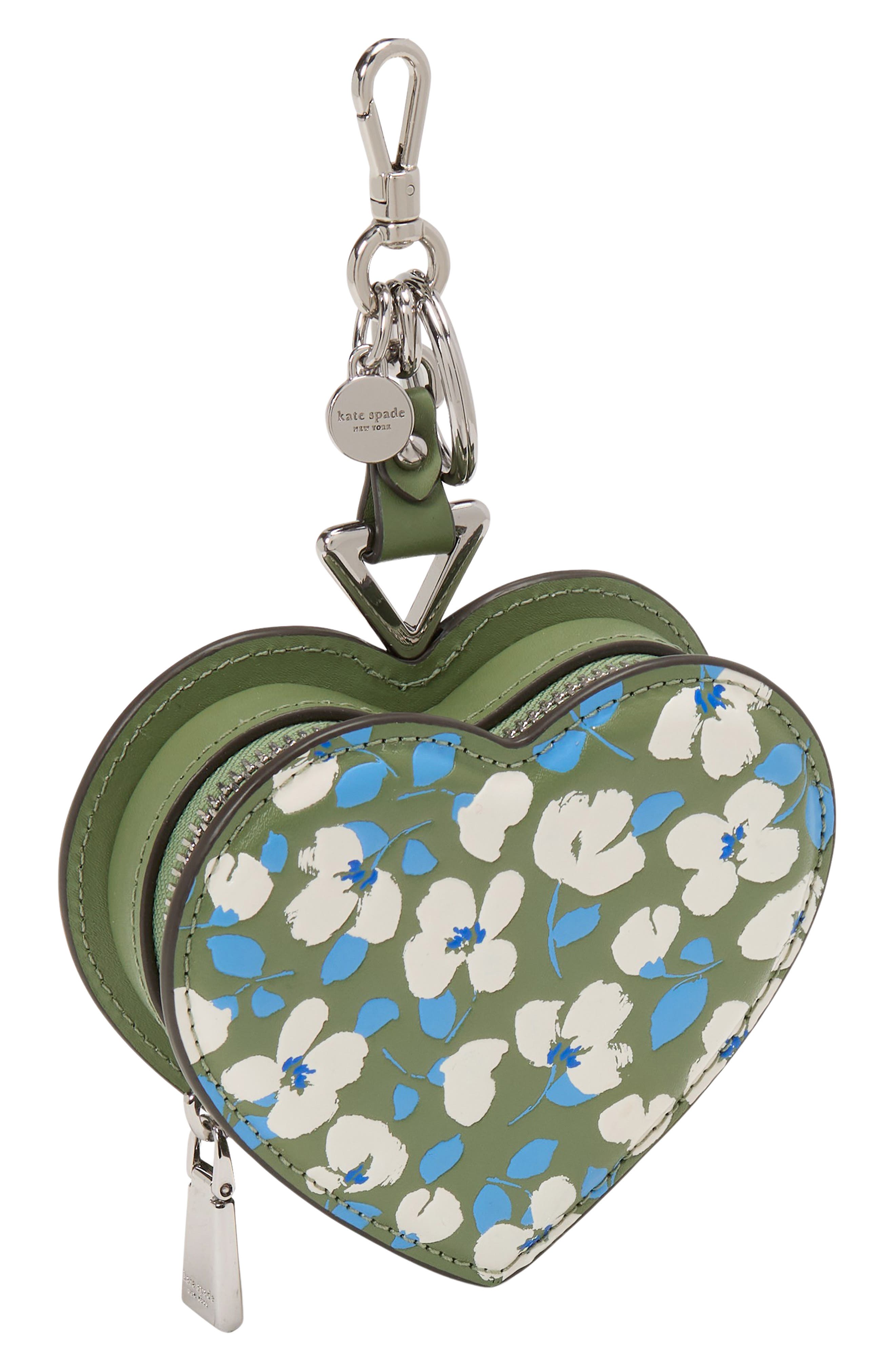 Kate Spade New York liv painterly bouquet smooth leather heart coin purse, Alternate, color, 