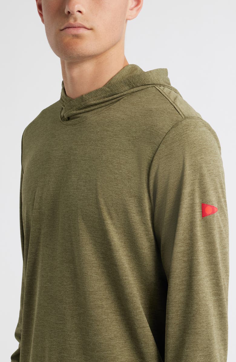 Florence Airtex Long Sleeve Hooded Performance Top, Alternate, color, Heather Burnt Olive