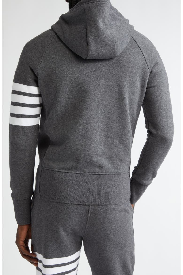 Classic 4-Bar Zip Cotton Hoodie, Alternate, color, DARK GREY