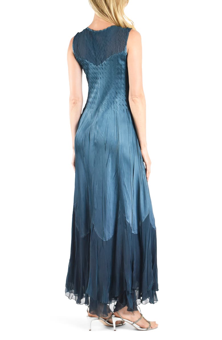 Komarov Ombré Charmeuse & Chiffon Sleeveless Gown, Alternate, color,