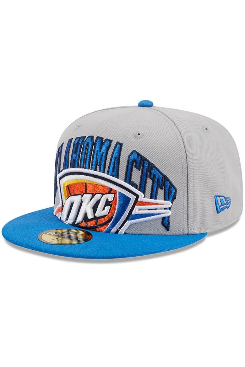 Men's New Era Gray/Blue Oklahoma City Thunder Tip-Off Two-Tone 59FIFTY Fitted Hat, Main, color, Gray
