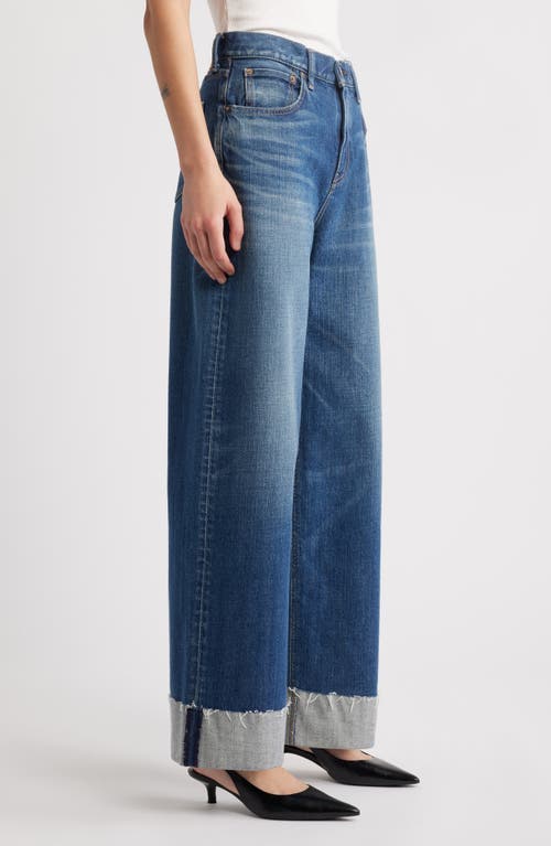 Moussy Vintage Lebittown Cuffed Superwide Leg Jeans In Blue