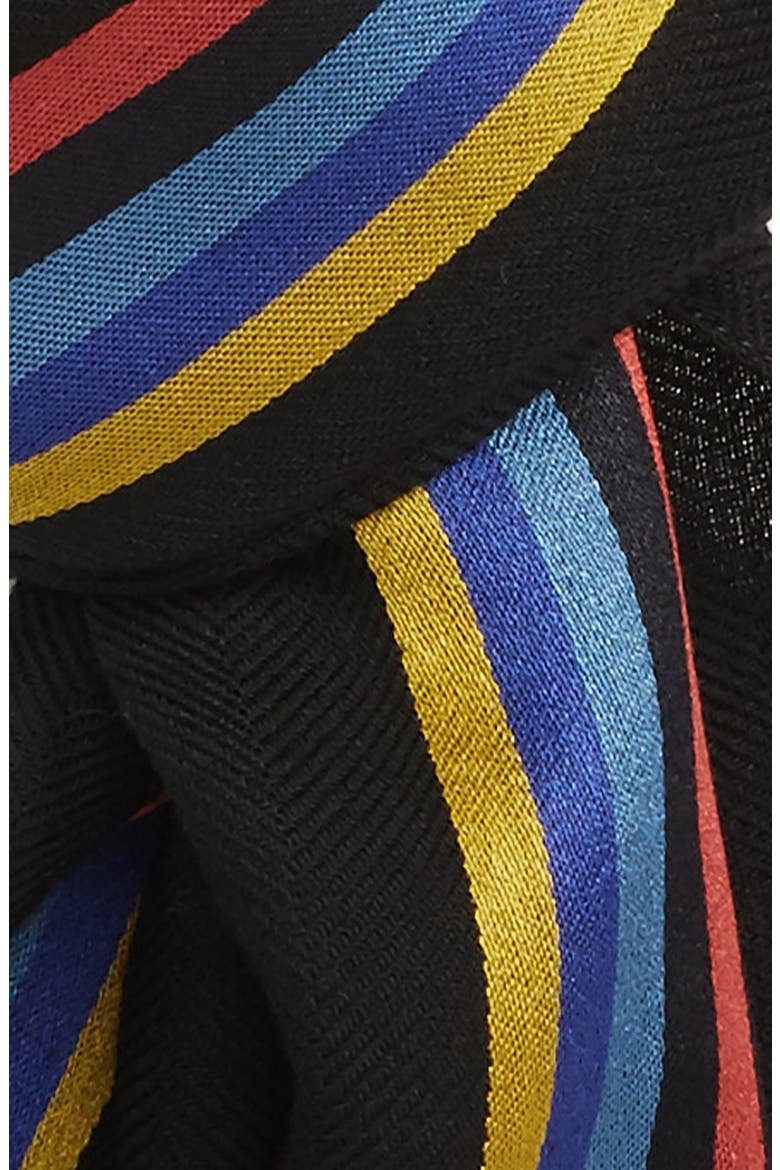 Stripe Wool Blend Scarf, Alternate, color, BLACK