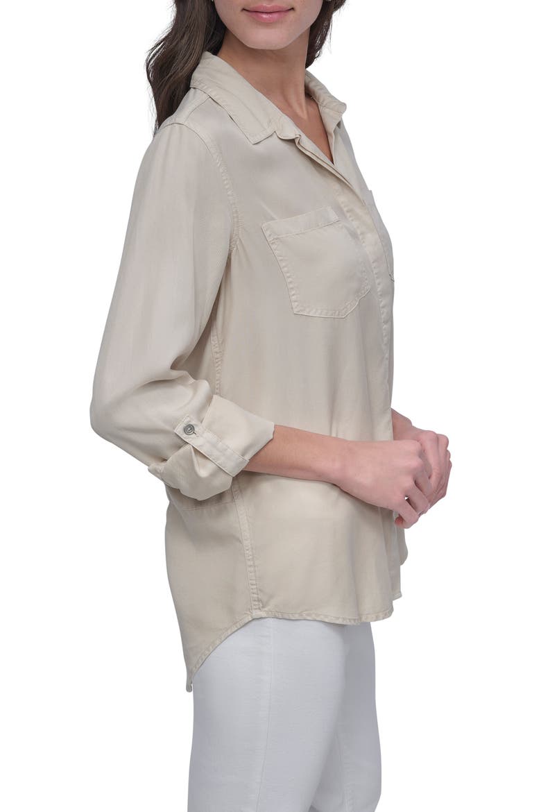 Tencel® Lyocell Chambray Button-Up Shirt, Alternate, color, LIGHT CITY KHAKI