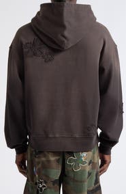 NAHMIAS Distressed Studded Patch Hoodie