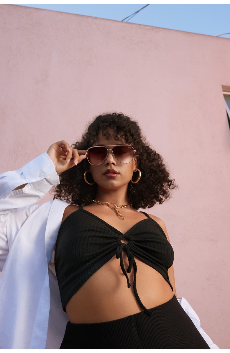 QUAY High Key Contrast 55mm Gradient Aviator Sunglasses, Alternate, color, 