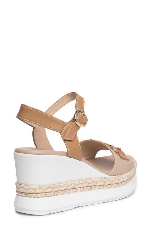 Nerogiardini Leather Horsebit Roped Platform Wedge Sandals In Beige