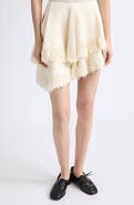 Bottega Veneta Knotted Fringed Tweed Miniskirt