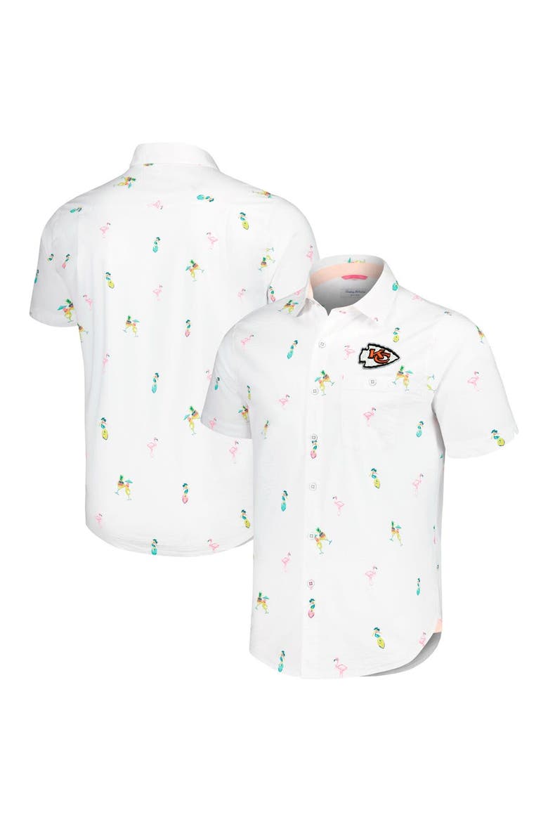 Men's Tommy Bahama White Kansas City Chiefs Nova Wave Flocktail Button-Up Shirt, Alternate, color, White