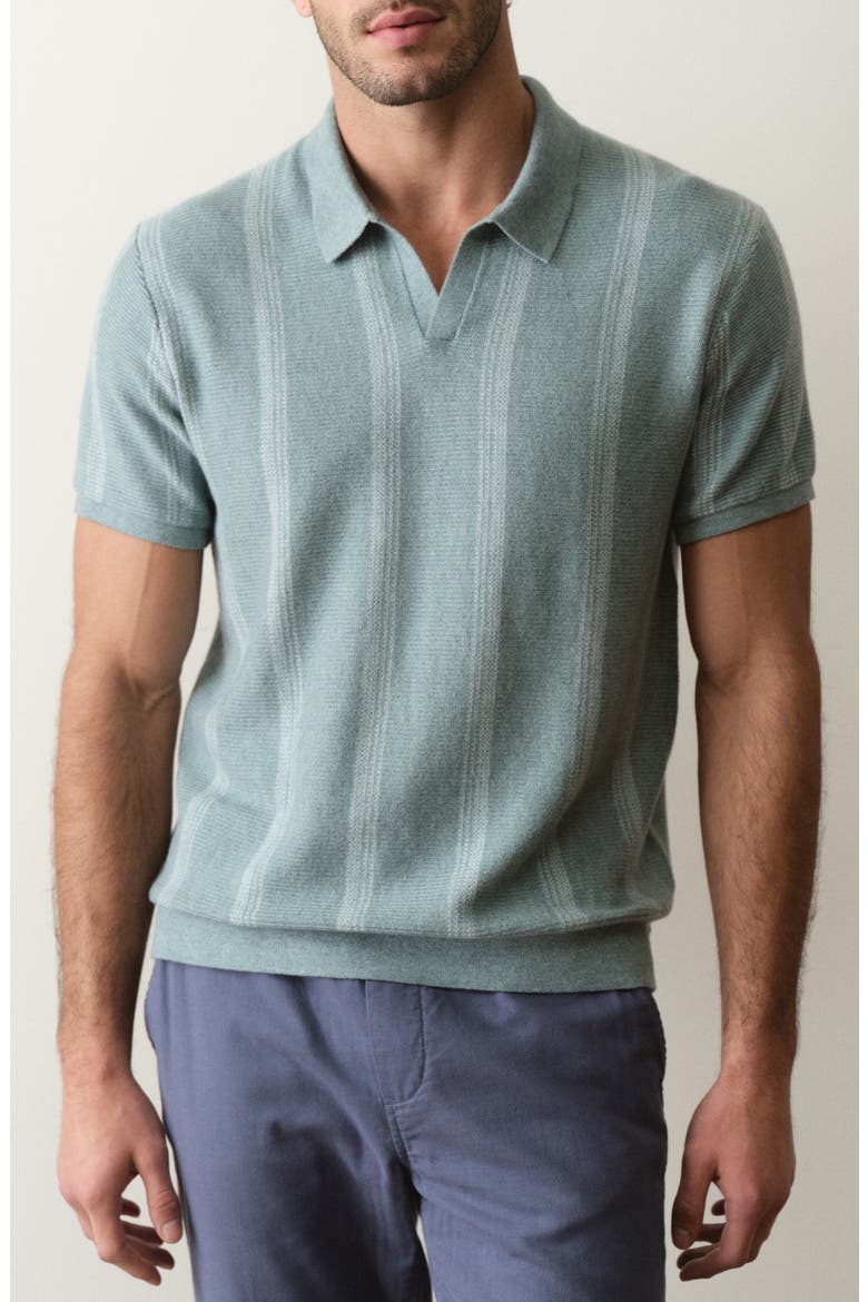 Liam Johnny Collar Polo, Main, color, TOPAZ STRIPE