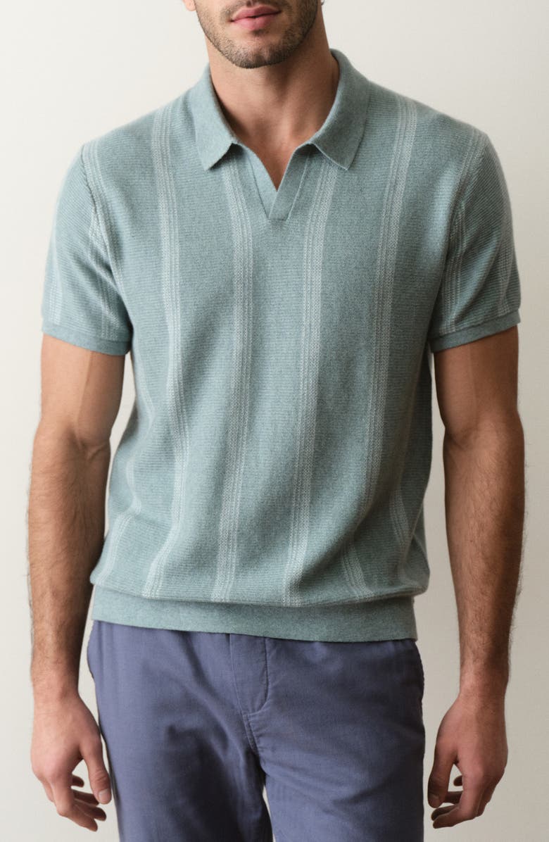 Marine Layer Liam Johnny Collar Polo, Main, color, Topaz Stripe