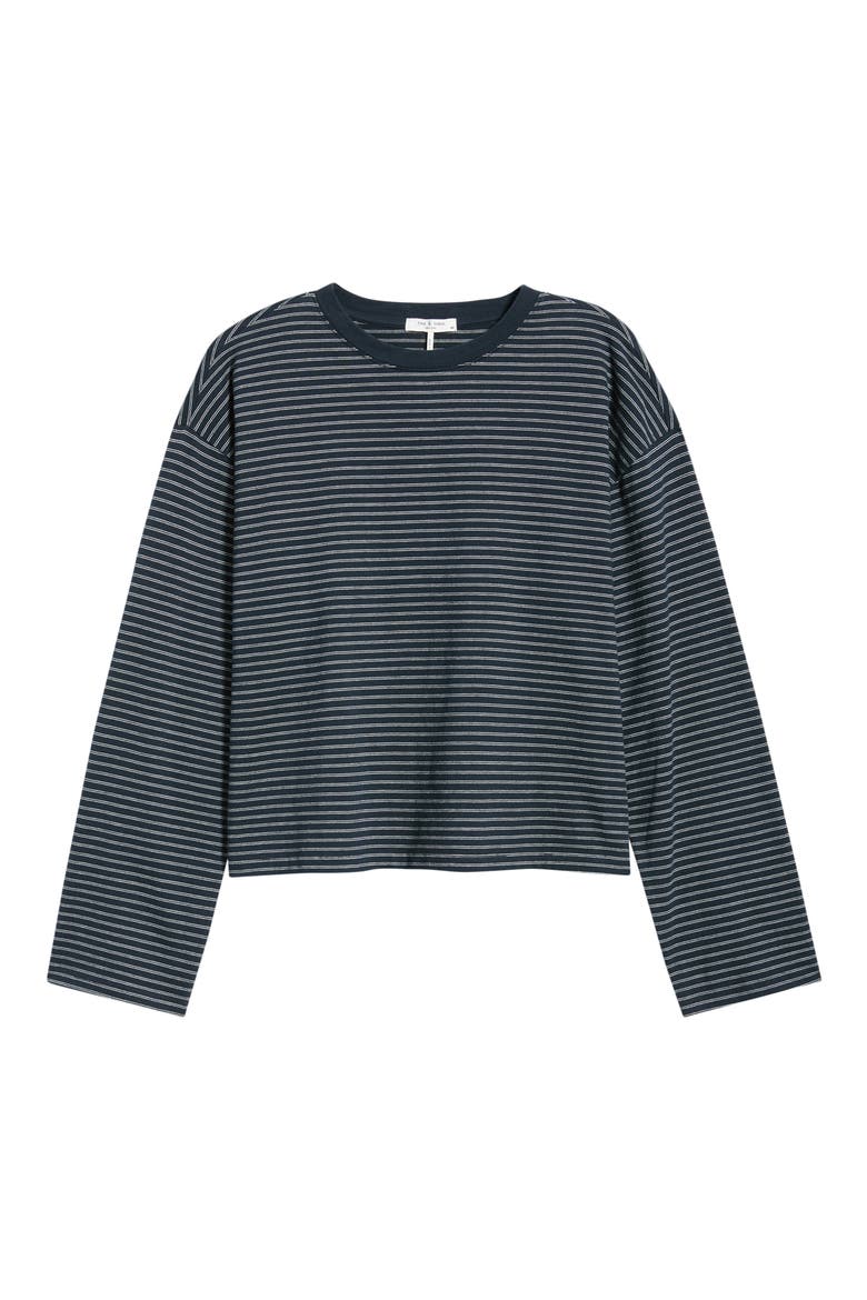 Kelly Stripe Boxy T-Shirt, Alternate, color, NAVY