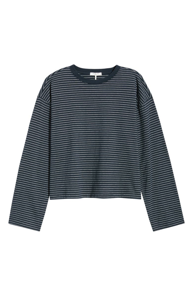 rag & bone Kelly Stripe Boxy T-Shirt, Alternate, color, Navy