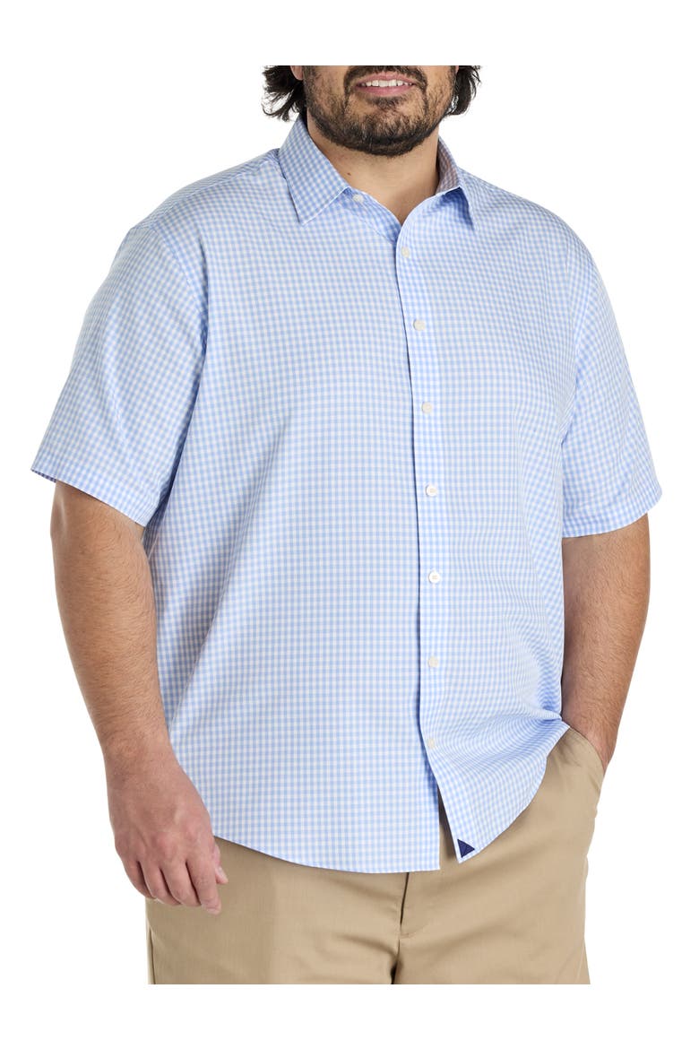 Big & Tall Lawrence Grid-Patterned Sport Shirt, Main, color, LIGHT BLUE