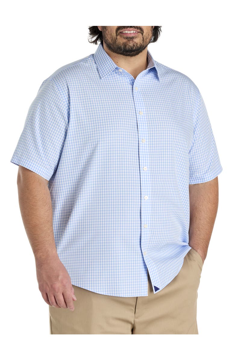 Untuckit Fit by Dxl Big & Tall Lawrence Grid-Patterned Sport Shirt, Main, color, Light Blue