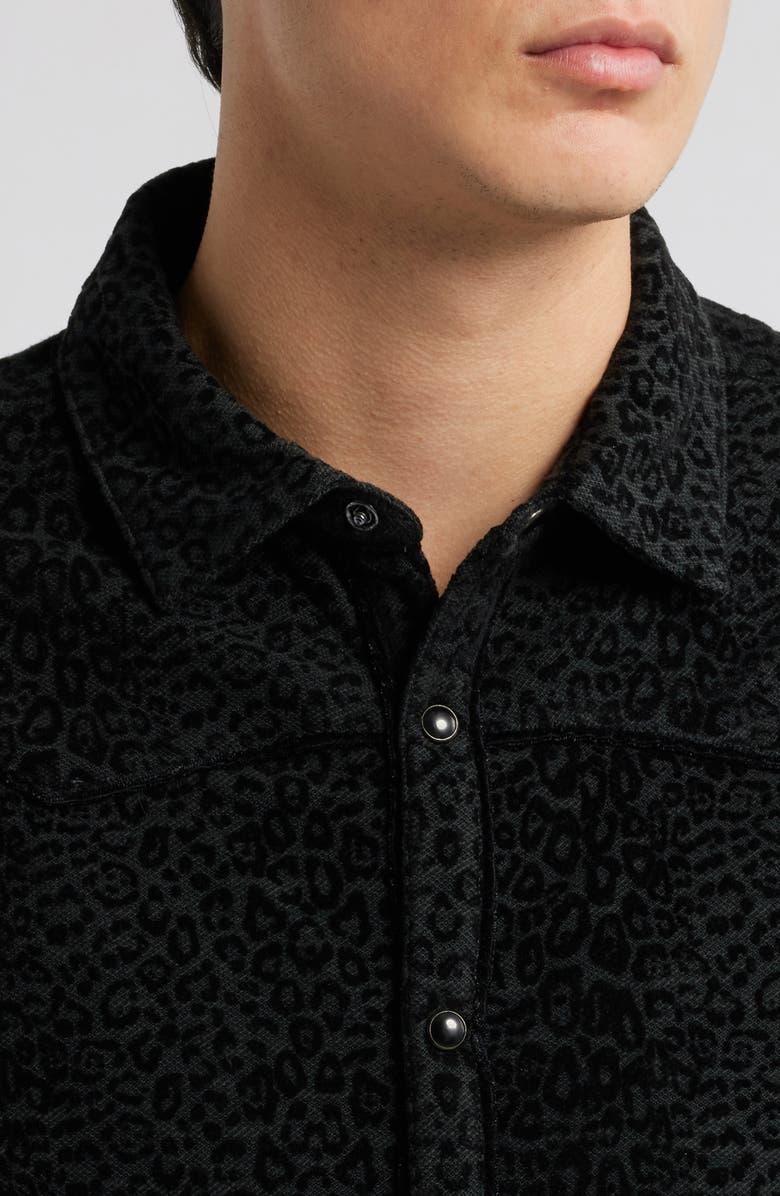 John Varvatos Haven Textured Leopard Spot Snap-Up Western Shirt, Alternate, color, 