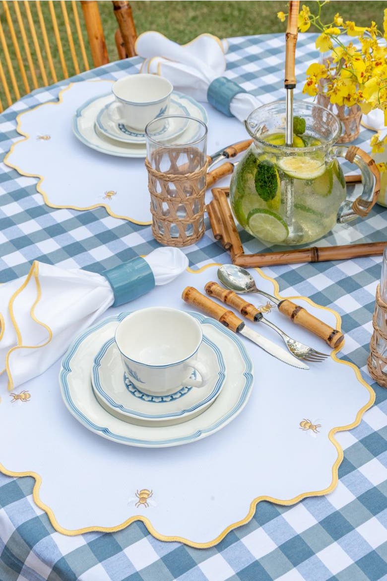 Honey Bee Impermeable Placemat, Alternate, color, White/Yellow