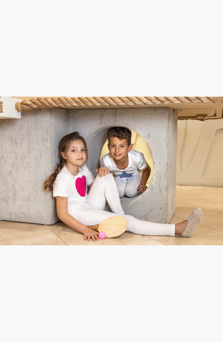 NoggiWear Short Sleeve Heart Star Loungewear Set, Alternate, color, Ivory Fuchsia Heart