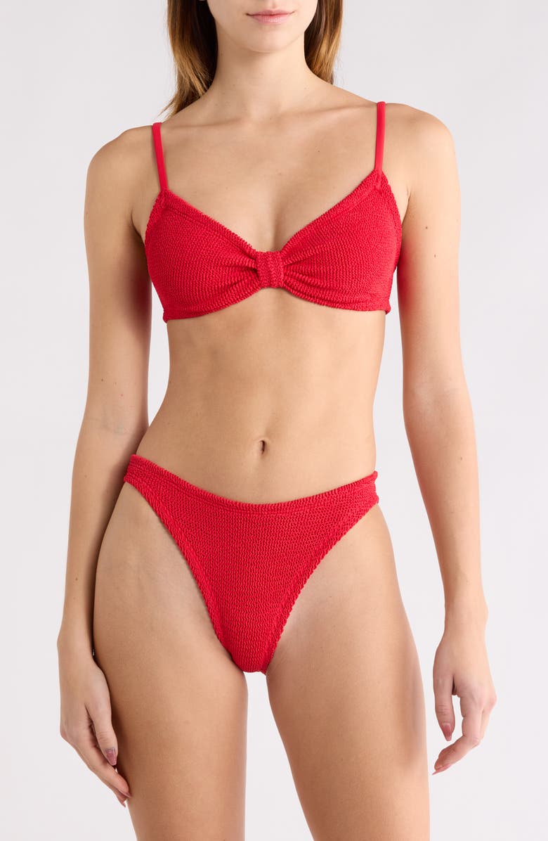 Hunza G Alicia Textured Bikini Top, Main, color, Red