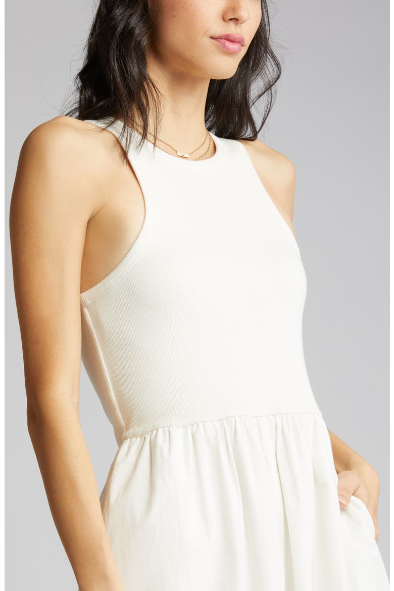 Mixed Media Sleeveless Midi Dress, Alternate, color, IVORY EGRET