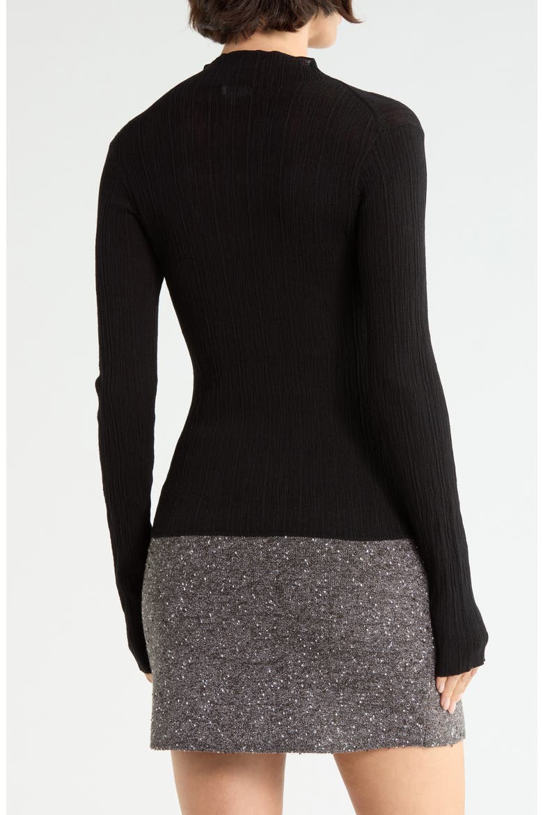 Hugh Mock Neck Rib Sweater, Alternate, color, BLACK
