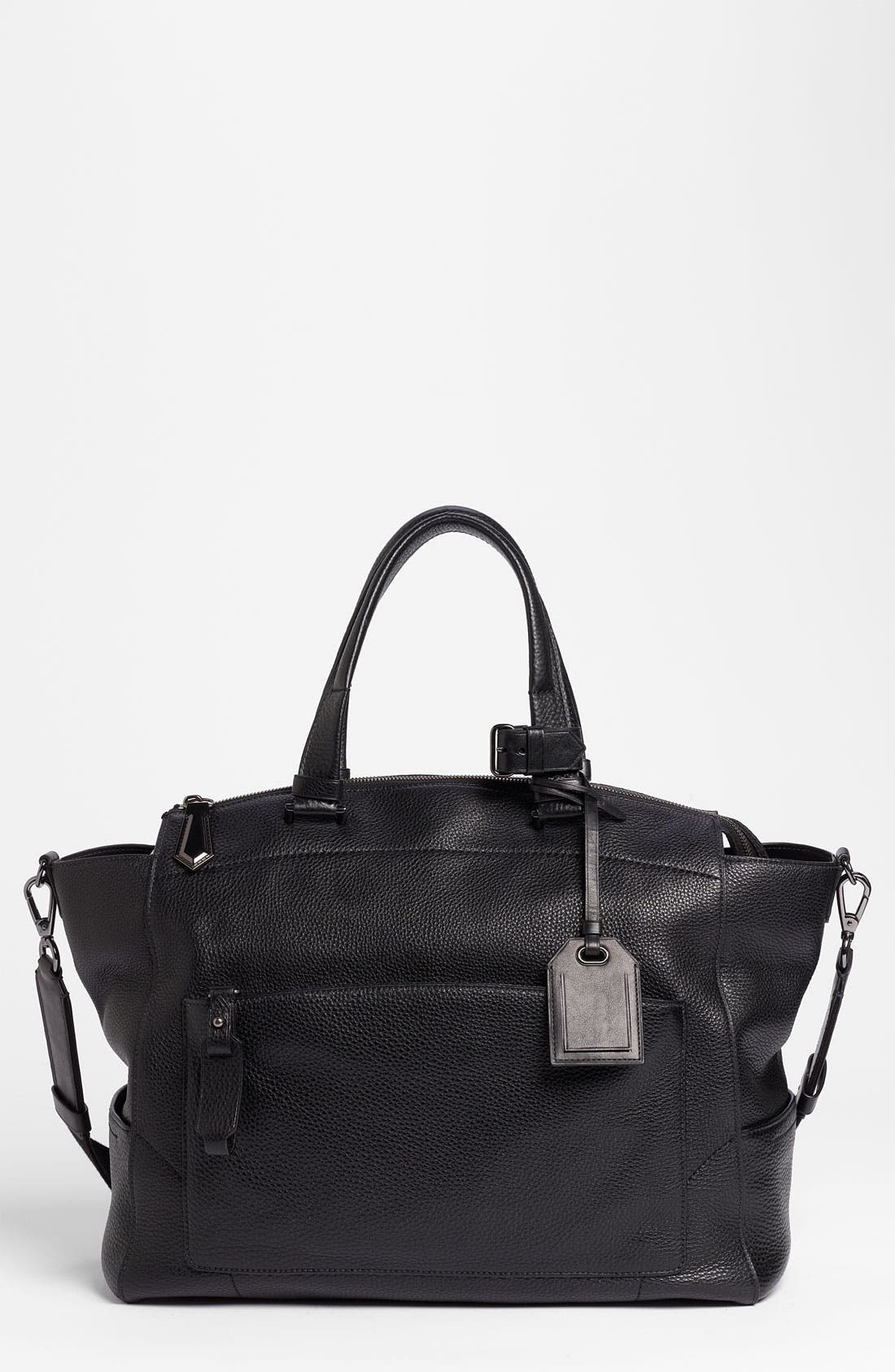 'Uniform' Leather Tote, Main, color, BLACK