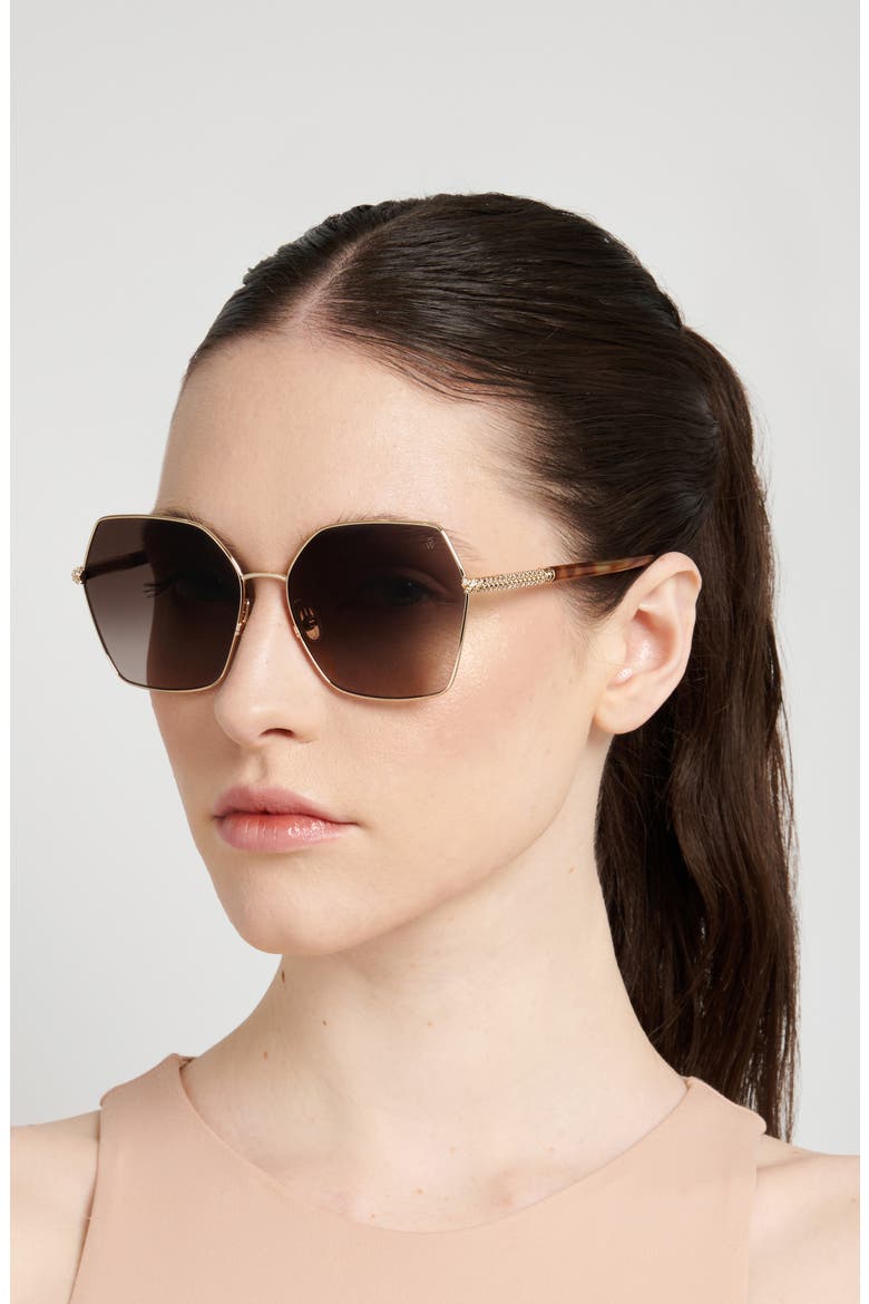 60mm Gradient Square Sunglasses, Alternate, color, GOLD/ BROWN SF