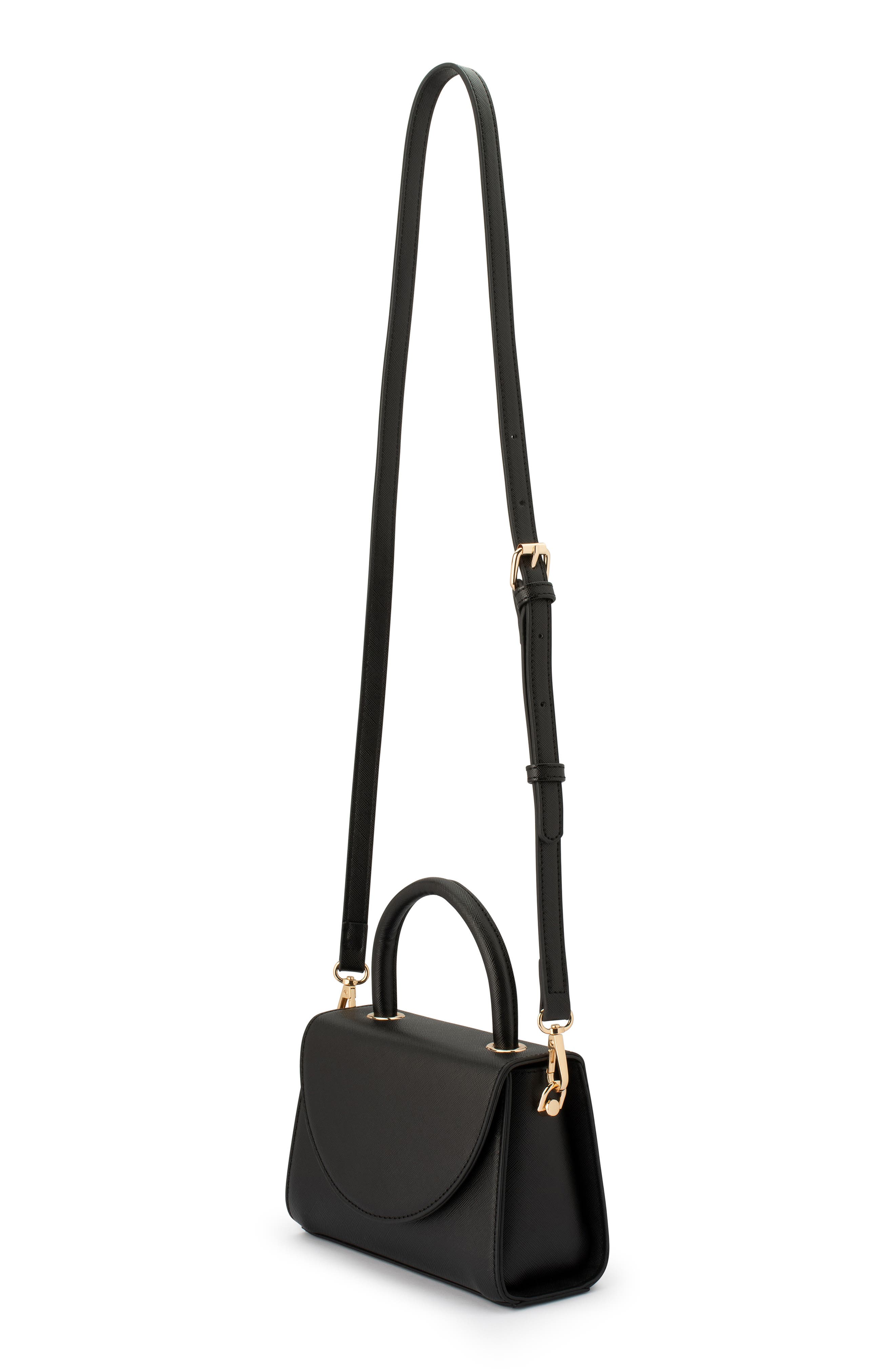 Olga Berg Sasha Faux Leather Top Handle Bag, Alternate, color, Black