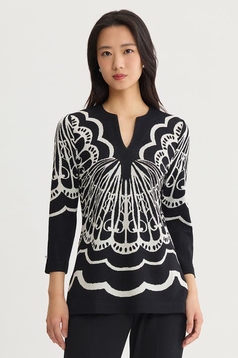 Feminine Soft Jacquard Knit Tunic