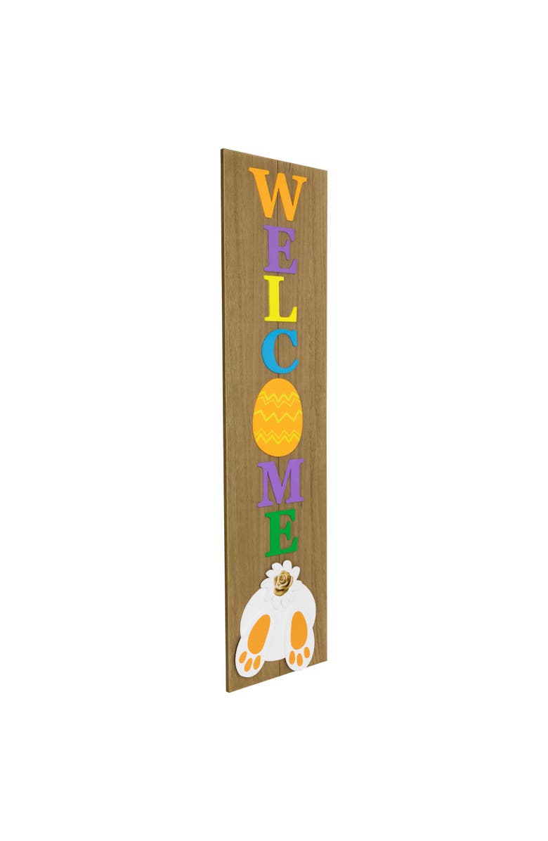 Northlight Welcome Easter Egg Wooden Porch Board Sign - 39.25", Alternate, color, Brown