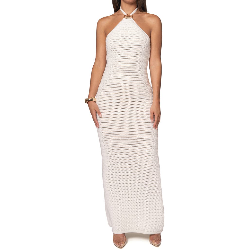 Jluxlabel Overseas Open Stitch Maxi Dress In White