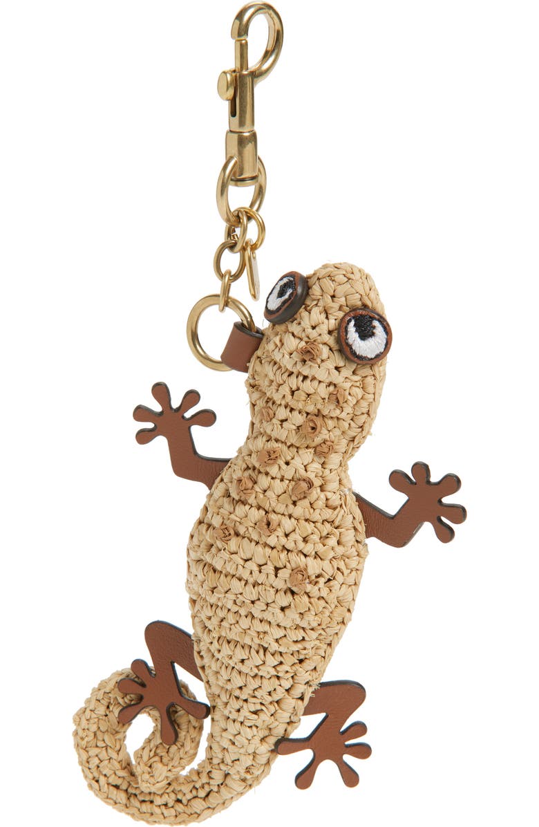 Anya Hindmarch Gecho Raffia Bag Charm, Main, color, Natural