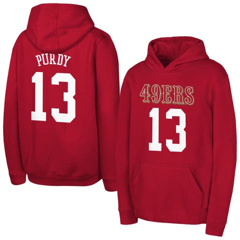 Youth Outerstuff Brock Purdy Scarlet San Francisco 49ers Mainliner Player Name & Number Hoodie