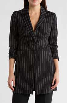 DKNY Wall Street Pinstripe Longline Blazer