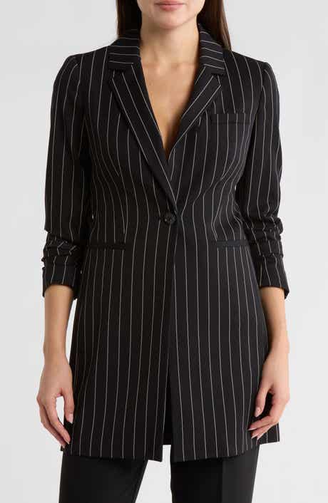DKNY Wall Street Pinstripe Longline Blazer