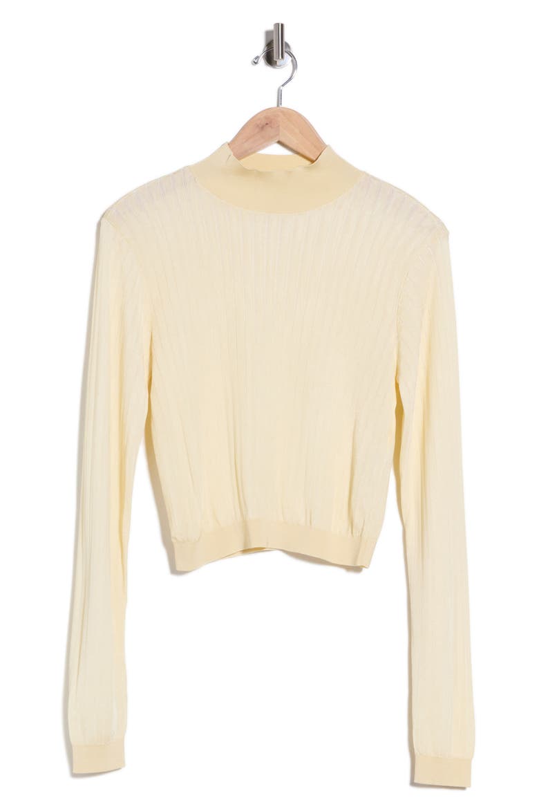 The Crop Fitted Mock Neck Sweater, Main, color, BUTTER