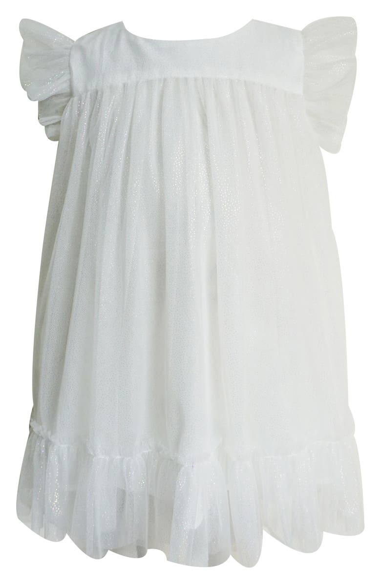 Popatu Ruffle Sleeve Glitter Tulle Dress, Main, color, White